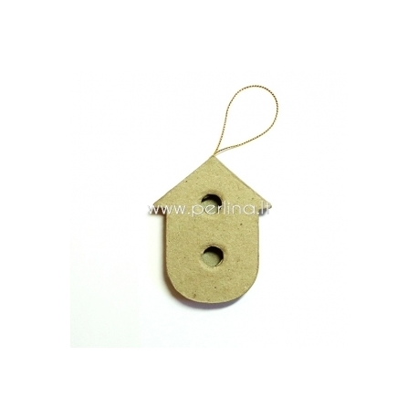 Paper-mache decoration "House", 7,6x6,2 cm, 1 pc