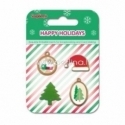 Metal embellishments with epoxy "Happy Holidays", 4 pcs