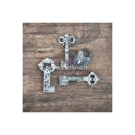Resin Embellishments "Chalkboard Black Keys", 15 pcs