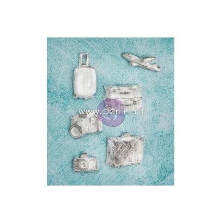 Dek.detalės "Resin Embellishments - Shabby Chic Treasures - Explore", 6 vnt.