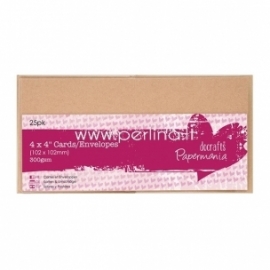 Card and envelope, recycled kraft, 10,2x10,2 cm