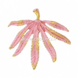 Enamel pendant "Leaf", pink, 43x42 mm