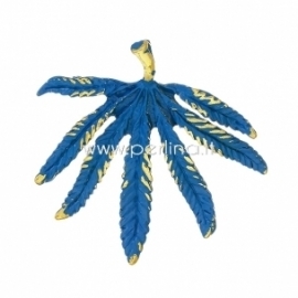 Enamel pendant "Leaf", blue, 43x42 mm