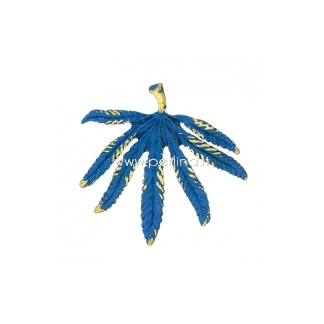 Enamel pendant "Leaf", blue, 43x42 mm