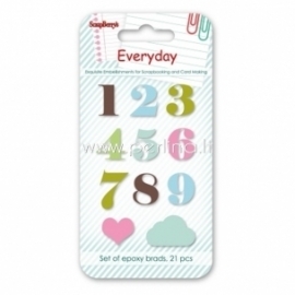 Enamel epoxy stickers "EveryDay 1", 11 pcs