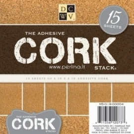Lipnus kamštinis popierius "Adhesive Cork", 15x15 cm