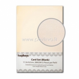 Cards set, creamy, 11,5x16,5 cm, 5 pcs