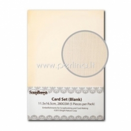 Cards set, creamy, 11,5x16,5 cm, 5 pcs