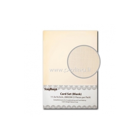 Cards set, creamy, 11,5x16,5 cm, 5 pcs