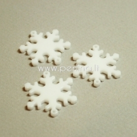 Org. stiklo detalė-intarpas "Snaigė", baltos sp., 2,7x3 cm