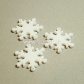 Plexiglass finding-connector "Snowflake", white, 2,7x3 cm