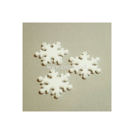 Plexiglass finding-connector "Snowflake", white, 2,7x3 cm