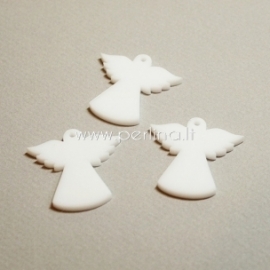 Org. stiklo detalė-pakabukas "Angelas", baltos sp., 3,3x3,4 cm