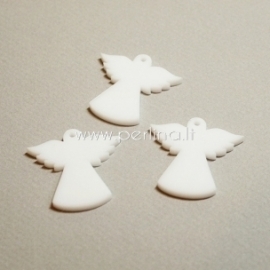 Plexiglass finding-pendant "Angel", white, 3,3x3,4 cm