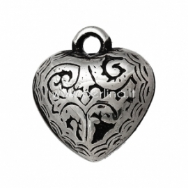 CCB plastic pendant "Heart", antique silver, 17x15 mm