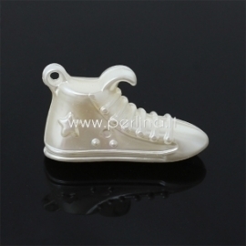 Acrylic pendant "Sports shoes", ivory, 3,9x2,4 cm