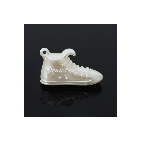 Acrylic pendant "Sports shoes", ivory, 3,9x2,4 cm