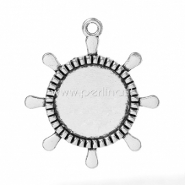 Cabochon setting pendant "Ship Helm", antique silver, 4x3,6 cm