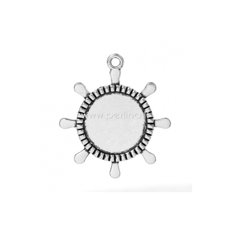 Cabochon setting pendant "Ship Helm", antique silver, 4x3,6 cm