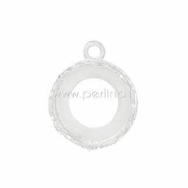 Cabochon setting pendant, silver plated, 18x14 mm
