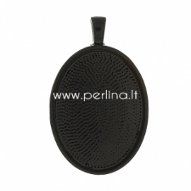 Cabochon setting pendant, black, 39x25 mm