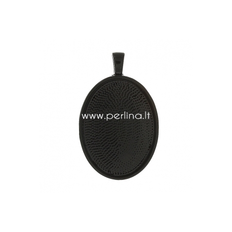 Cabochon setting pendant, black, 39x25 mm