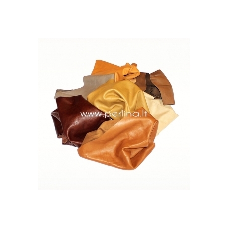 Natural leather offcuts, ground color, 150 g.