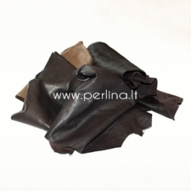 Natural leather offcuts, dark brown color, 150 g.