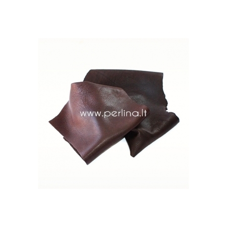 Natural cattle leather offcuts, dark brown, 200 g.