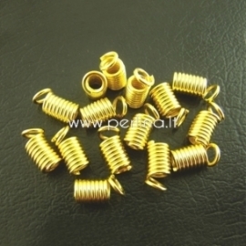 Coil end crimp fastener, gold plated, 8x4mm, 2 pcs