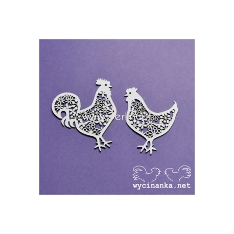 Chipboard "Lace Easter - Cock and chicken", 2 pcs