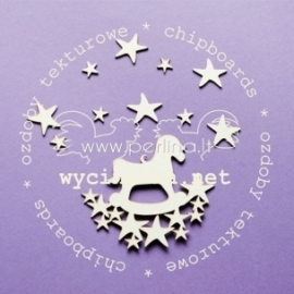 Kartoninė detalė "Vaikiškas arkliukas su žvaigždelėmis", 11 vnt.