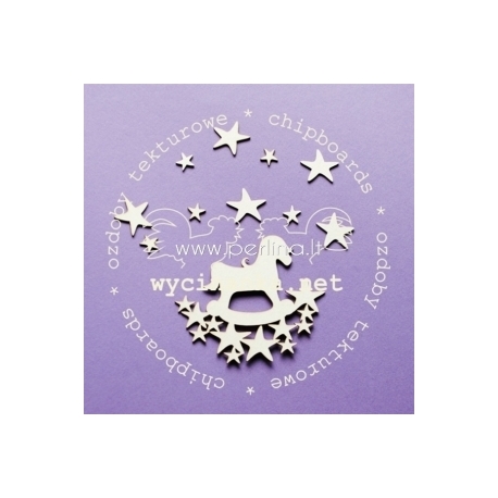 Chipboard "Rocking horses with the stars", 11 pcs