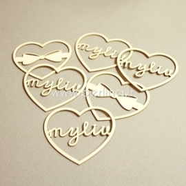 Chipboard "Love Letters - Hearts", 6 pcs
