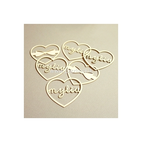 Chipboard "Love Letters - Hearts", 6 pcs