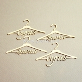 Chipboard "Small hanger with the words - vyras, žmona", 4 pcs