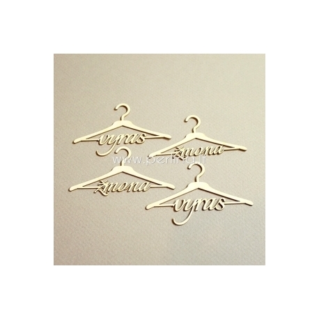 Chipboard "Small hanger with the words - vyras, žmona", 4 pcs