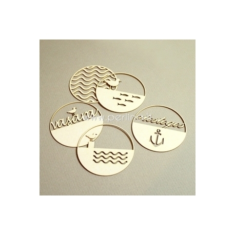 Chipboard "Summer at the Seaside - round tags", 5 pcs