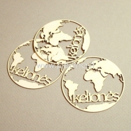 Chipboard "Globe - Kelionės", 3 pcs