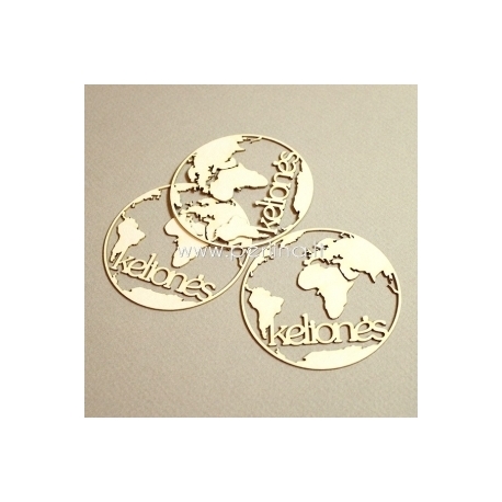 Chipboard "Globe - Kelionės", 3 pcs