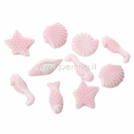 Akriliniai karoliukai "Povandeninio pasaulio gyvūnai", rožinės sp., 17x7-12x11 mm, 10 vnt.