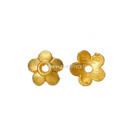 Bead cap, gold plated, 6x6 mm, 1 pc