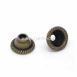 Bead cap, antique bronze, 8x5 mm, 1 pc