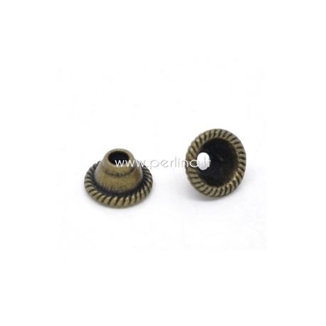 Bead cap, antique bronze, 8x5 mm, 1 pc