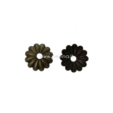 Bead cap, antique bronze, 6x6 mm, 10 pc