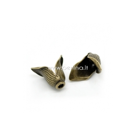 Bead cap, antique bronze, 16x14 mm, 1 pc