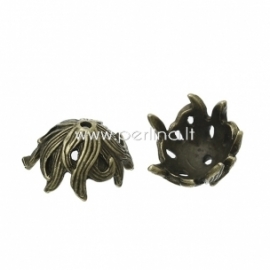Bead cap, antique bronze, 16x15 mm, 1 pc