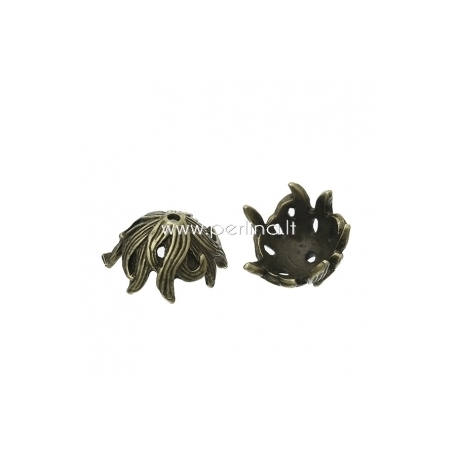 Bead cap, antique bronze, 16x15 mm, 1 pc
