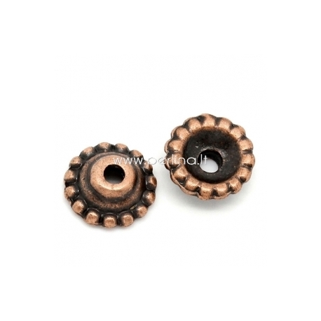 Bead cap, antique copper, 8x3 mm, 1 pc