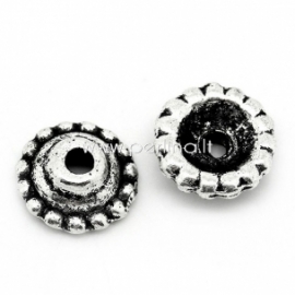 Bead cap, antique silver, 8x3 mm, 1 pc
